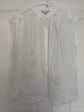 NWOT Women’s Banana Republic White Button-Front Sheer linen Blouse